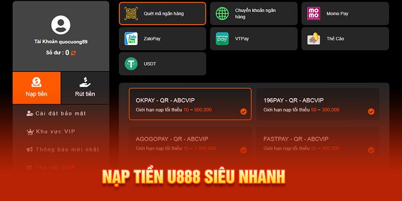 nạp tiền u888